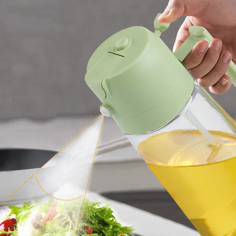 2 in 1 Glass Spray Oil Bottles 470ml Olive Oil Dispenser