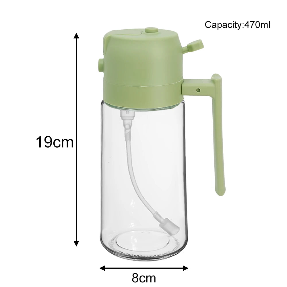 2 in 1 Glass Spray Oil Bottles 470ml Olive Oil Dispenser